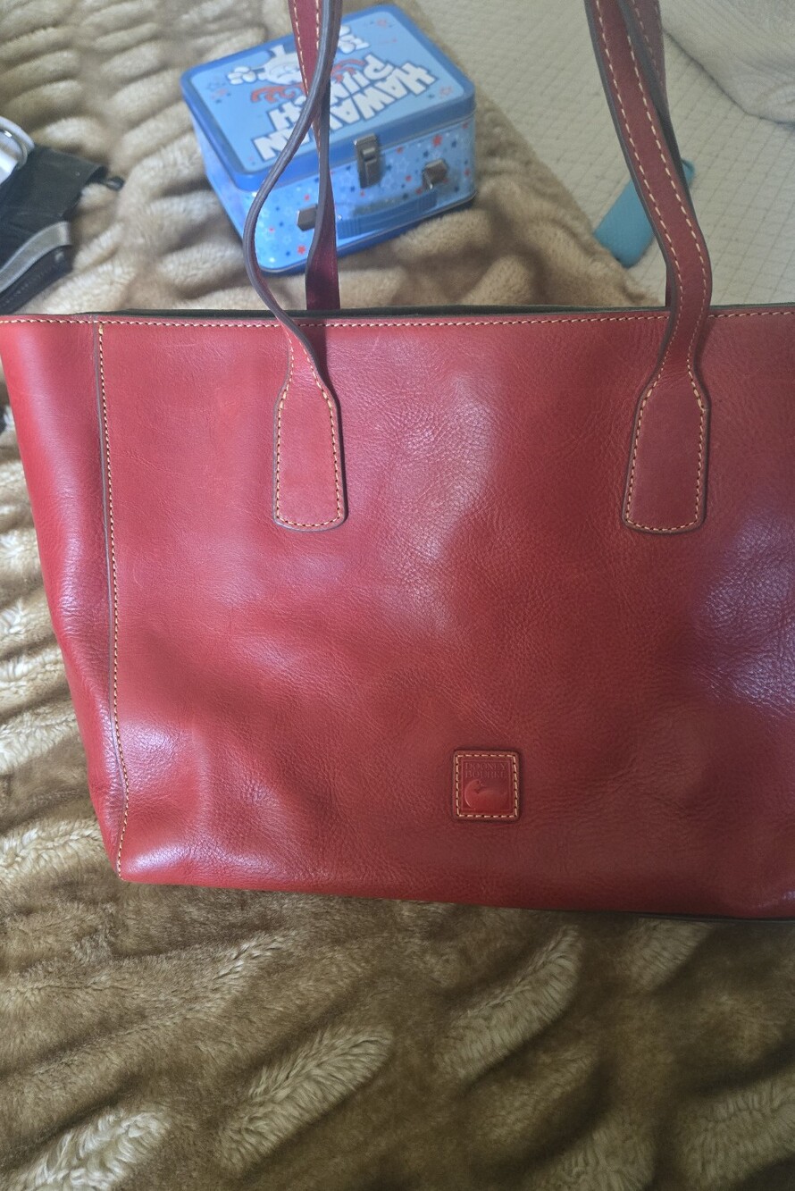 Dooney & Bourke Red Leather Shoulder Tote - Picture 2 of 4